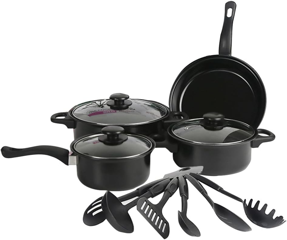 Set de Bucatarie oale si cratite, 13 piese, non-stick, diverse dimensiuni, multicolor
