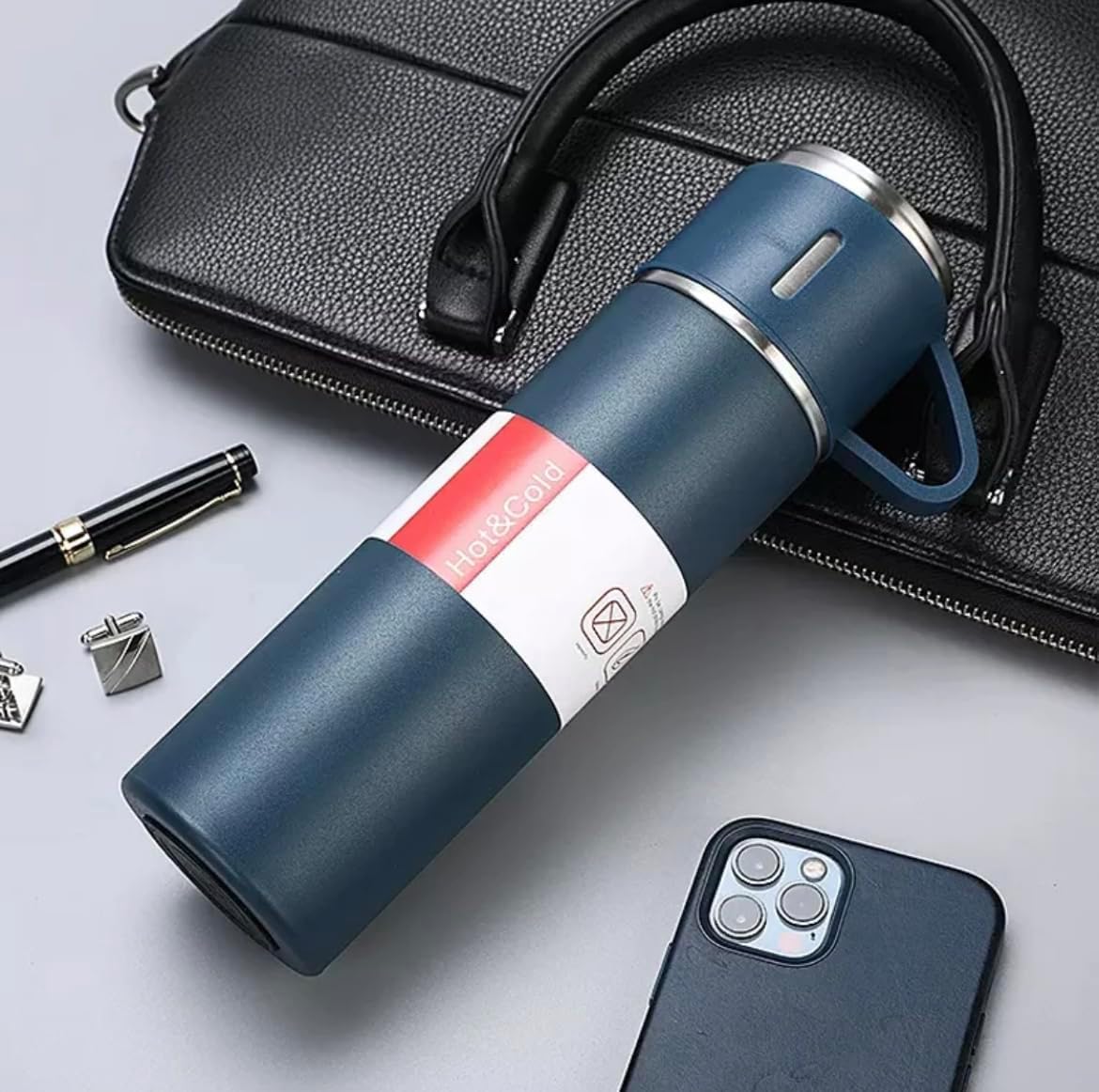 Set Cadou Termos 0.5L cu 3 Cani, antiderapant, INOX,