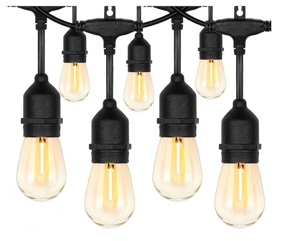 Ghirlanda luminoasa decorativa 10 metri cu 20 becuri filament E27, lumina calda relaxanta, cablu gros impermeabil IP65, conectabila, ideala pentru terasa, balcon, curte, nunti, petreceri, restaurante, efect estetic elegant