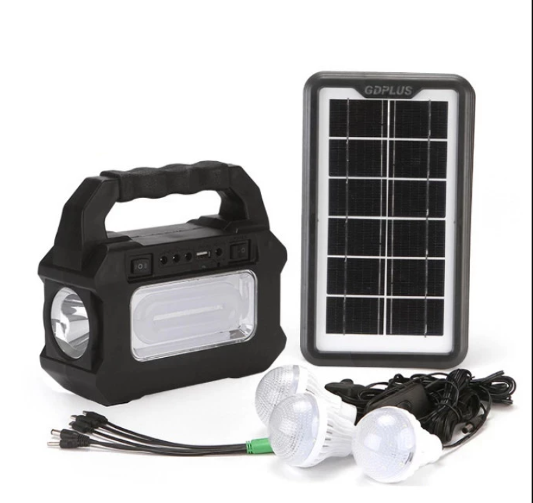 Kit cu Panou Solar Lanterna LED si 3 Becuri LED 6V4Ah GdPlus GD8080