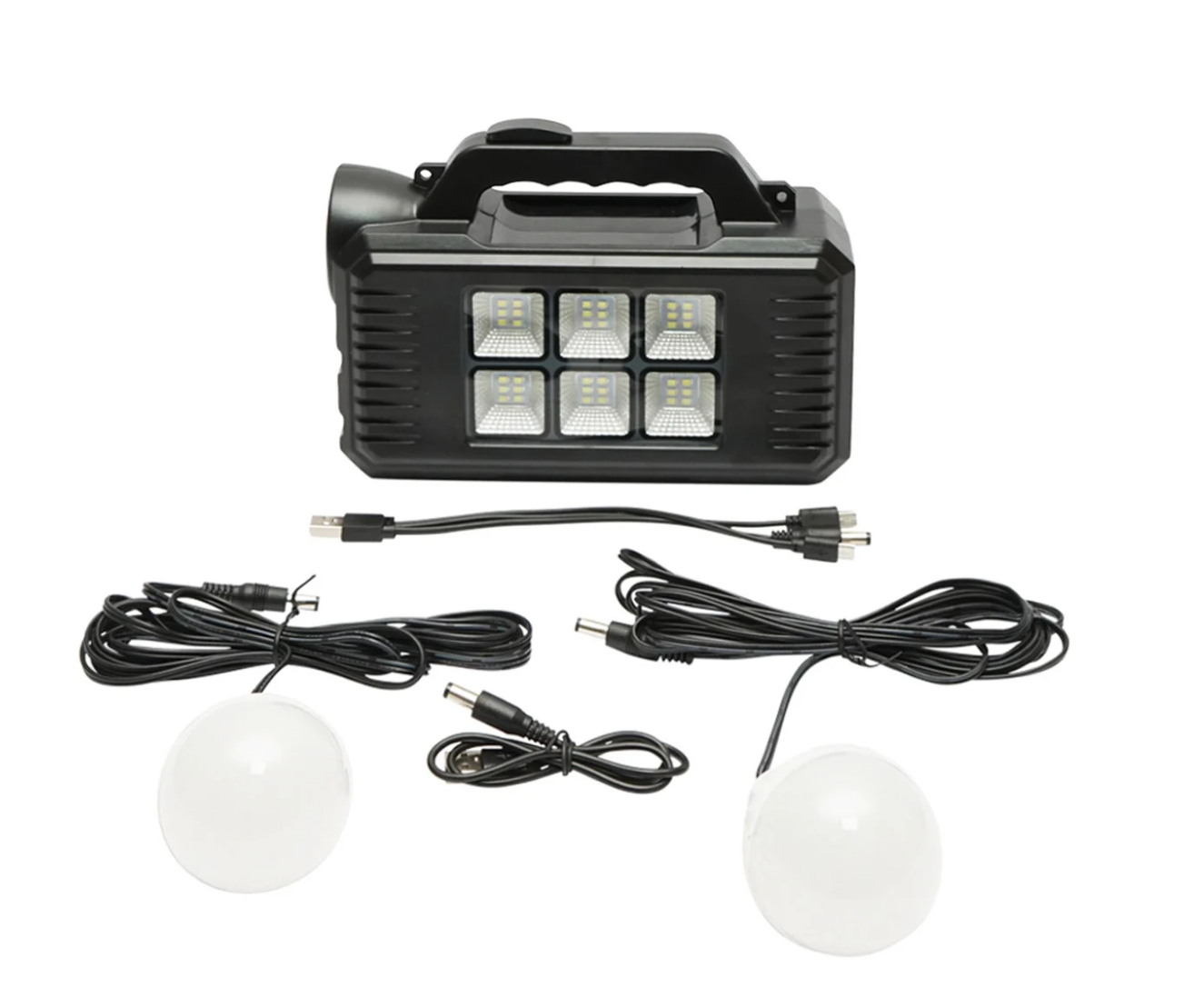 Sistem de iluminat solar GDPLUS 2 becuri LED, lampa LED, USB, GD-8077