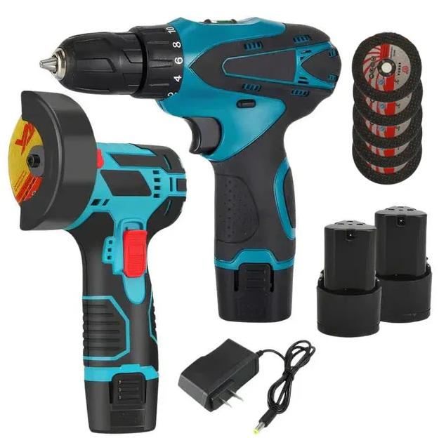 Set Profesional OKBOONS, Bormasina cu Percutie 48V + Flex Compact 10.000 rpm, 2 Acumulatori 48V, 5 Discuri