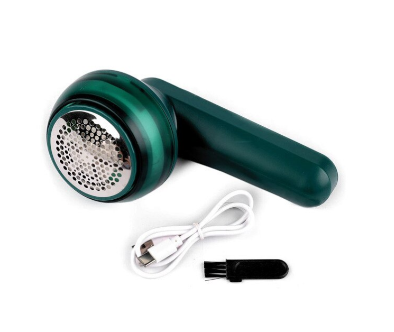 Aparat electric de curatat scame, potrivit pentru haine/lenjerie de pat/paturi, aspirare puternica, 6 lame, alimentat direct la retea prin USB si cablu de 120 cm, 18.5 x 7.8 x 7.8 cm, Verde