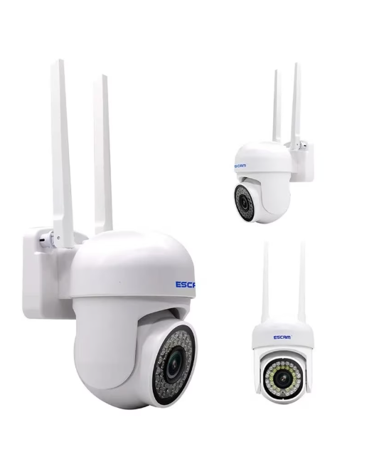 Camera IP fara fir de exterior ESCAM, Model PVR007, FHD, 1080P, H.265, 3 Megapixeli, WIFI, Rezistent la apa, Alb