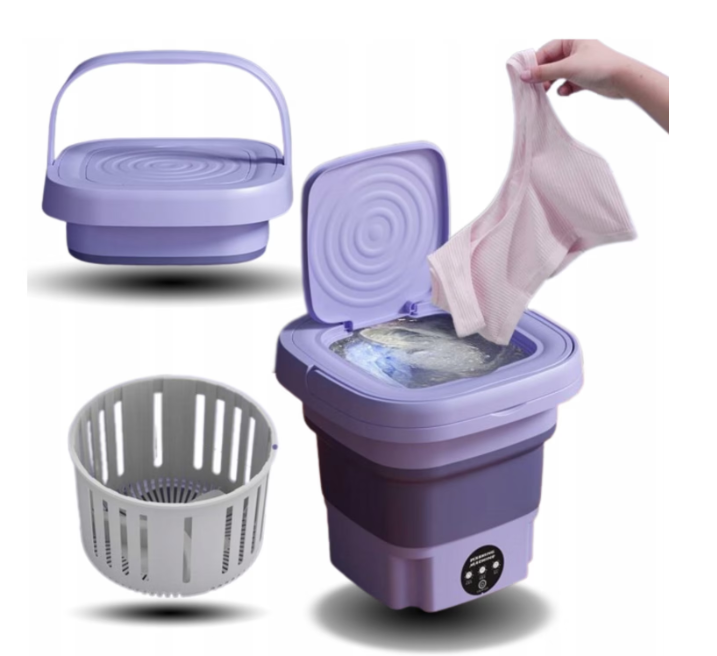 Masina de spalat rufe, pentru calatorii, Priza 10W, Fiolet, 30x29x29cm, Capacitate 8L, Compacta, Portabila
