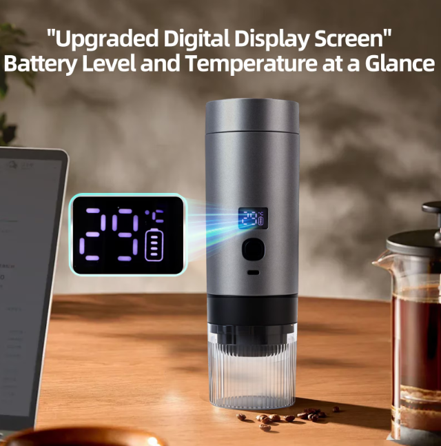 Espressor Portabil 3-in-1, Compatibil cu Capsule si Cafea Macinata, 15-19 Bar, Gri Antracit, Dimensiuni Compacte