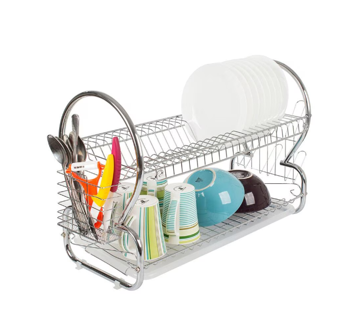 Scurgator vase, Verk Group, de bucatarie, inox, suport tacamuri si pahare, 2 polite, 67x24x37.5 cm