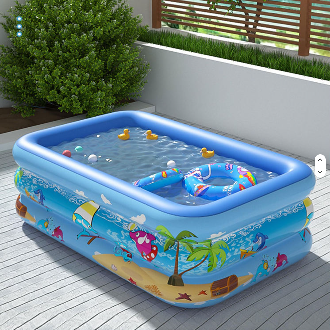 Piscină Gonflabilă pentru Copii Wet Set, Model Ocean cu Palmier, 210 x 130 x 56 cm