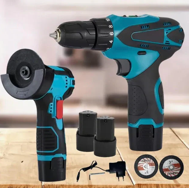 Set Profesional OKBOONS, Bormasina cu Percutie 48V + Flex Compact 10.000 rpm, 2 Acumulatori 48V, 5 Discuri