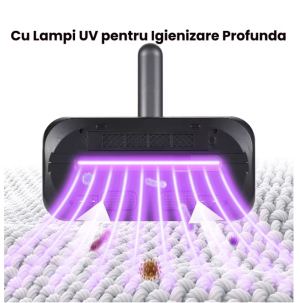 Aspirator Profesional Antiacarieni ATT® 2 in 1 Tehnologie UV, Putere de Aspirare mare de 8000pa, Filtru HEPA, Fara Sac si Fara Fir, 100W, Lumina UV pentru Curatare Avansata