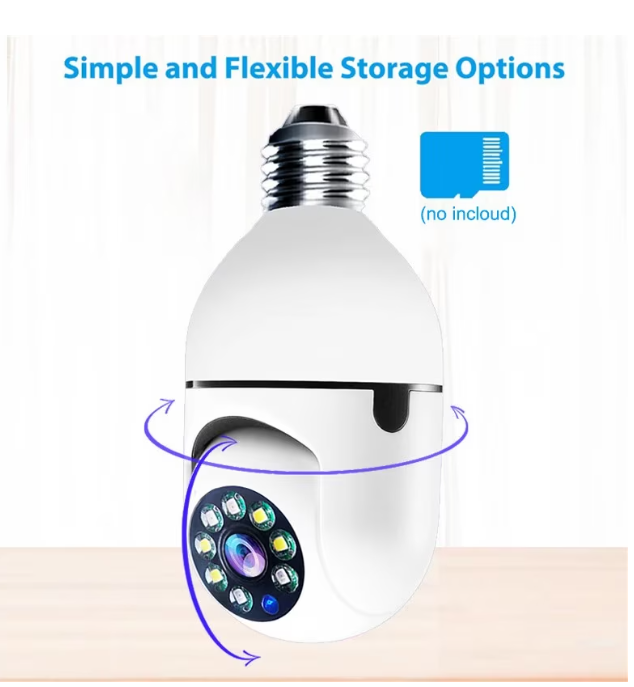 Camera de supraveghere Wifi IP E27 cu bec, viziune nocturna, wireless, CCTV, securitate video, protectie pentru bebelusi, mini camera video