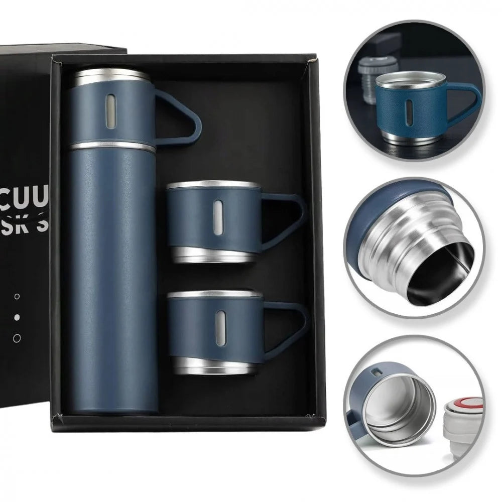Set Cadou Termos 0.5L cu 3 Cani, antiderapant, INOX,